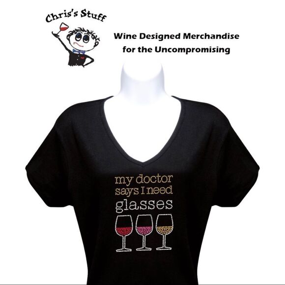 “My Doctor Says” Rhinestone T-Shirt • Medium • NWOT - Picture 1 of 10